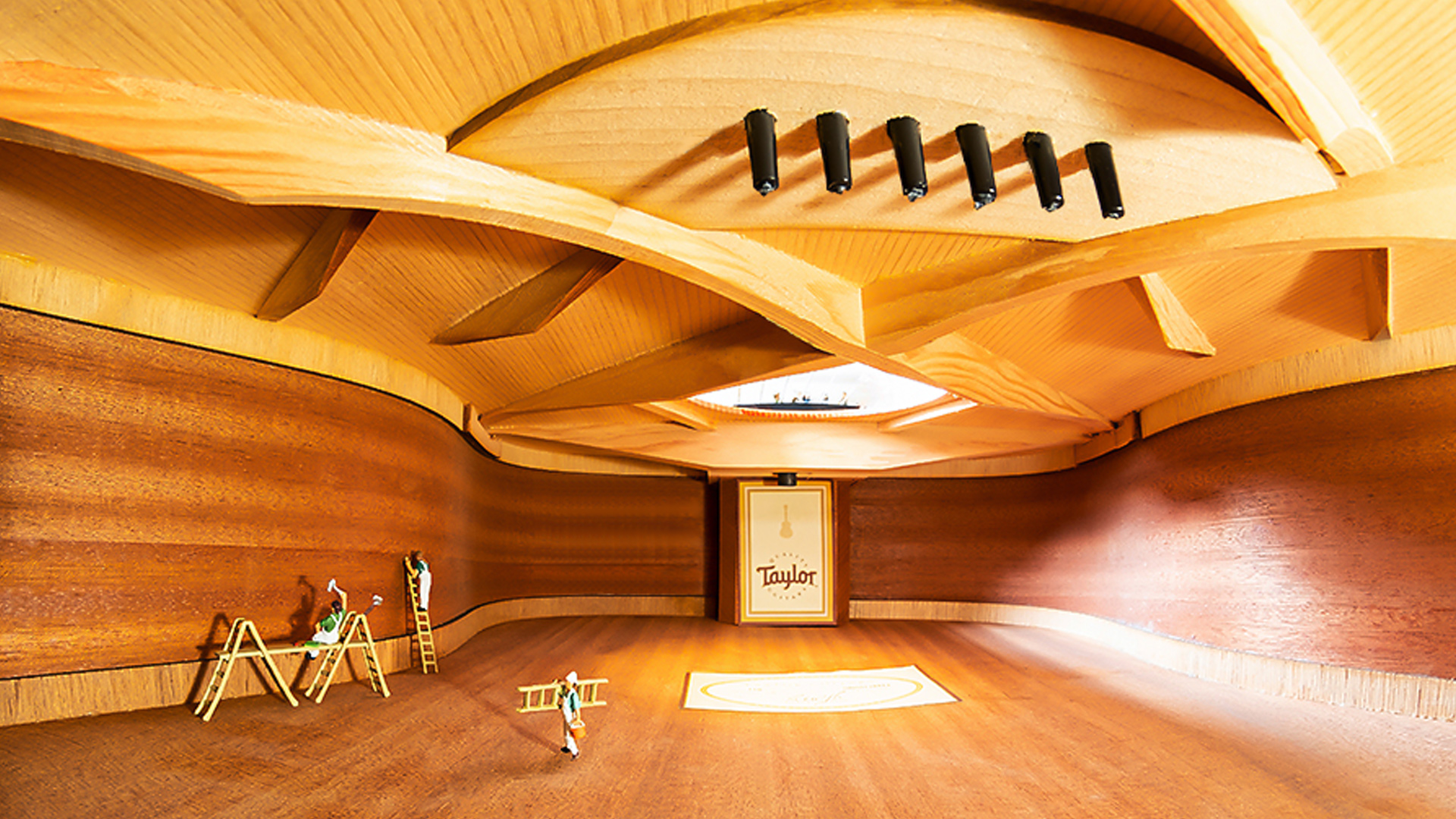 interior still-life photo of Taylor acoustic guitar